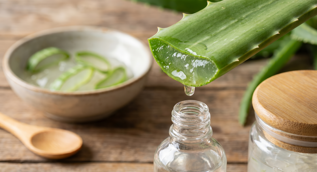 Fresh aloe vera leaf with gel extract representing aloe vera skincare benefits