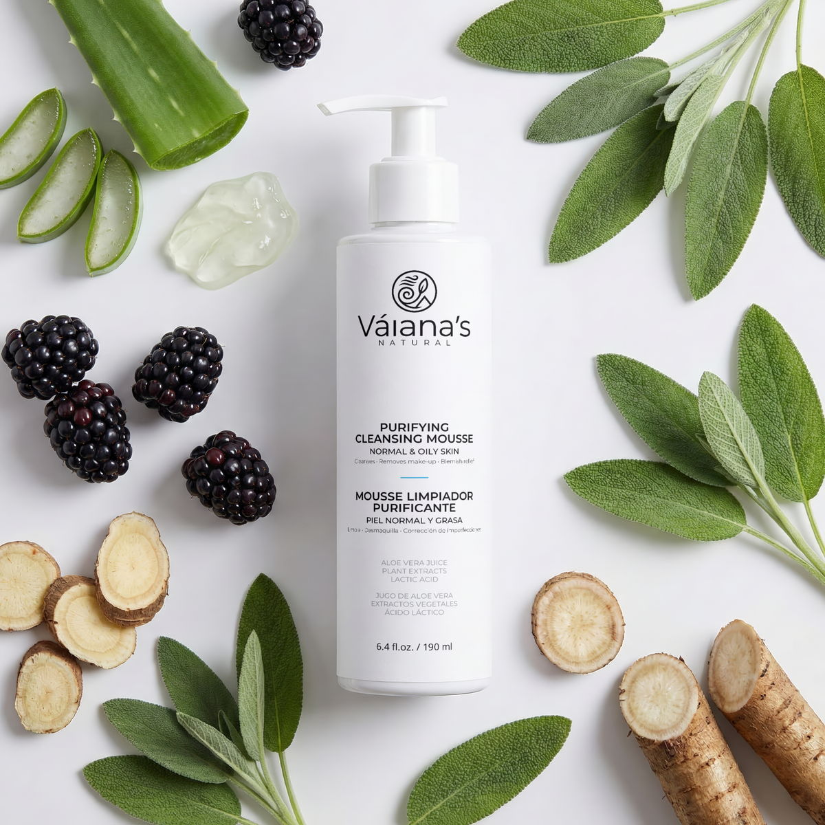 Váiana's Natural Purifying Mousse 190ml / 6.4 fl.oz.